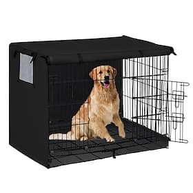 Pet Kennel Cover 42 Inch Waterproof Oxford Dog Kennel Cover Windproof Dustproof UV Resistant Cage Cover with Mesh Window for Indoor Outdoor Black