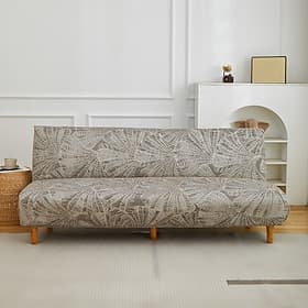 Printed Futon Cover Stretch Sofa Bed Slipcovers S/M/L Size Armless Couch Loveseat Protector Covers with Elastic Bottom for Living Room Bedroom Furniture