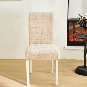 Polar Fleece Fabric Dining Chair Cover, Stretch Elastic Chair Slipcover for Home Hotel, Washable Removable Soft Seat Protector