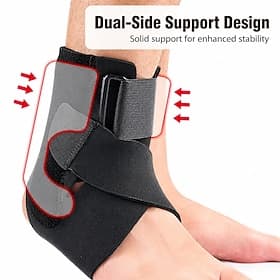 Attelle de cheville avec stabilisateurs latéraux doubles - support de cheville à compression ajustable pour le sport et la récupération après une entorse. prév