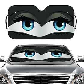 Pare-soleil de pare-brise de voiture avec de grands yeux amusants, pare-soleil de vitre de voiture avec yeux bleus de dessin animé pour les rayons UV Pare-sole