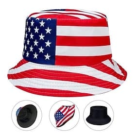 Bob patriotique à motif drapeau américain, chapeau de pêcheur réversible pour homme Chapeau de soleil d'été pliable pour femme, orné d'étoiles et de rayures, l