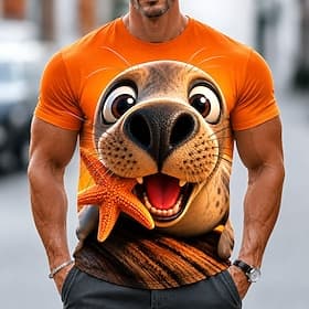 Homme Animal Tigre T-shirt Manche Courte T-shirt Impression 3D Col ras du cou Chemise Drôle Occasionnel Quotidien Rue Bleu Bleu 1# Orange Été Printemps Vêtemen