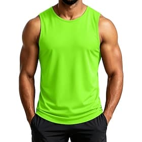 Homme Débardeur Sans manches Col rond Été Couleur Unie Sports Tremper Séchage Rapide Pur Occasionnel Tenues de Sport Kaki clair Vert Claire Bleu Roi T-shirt ha