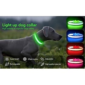 Collier lumineux LED rechargeable par USB pour chien - collier de sécurité en maille douce, réglable et confortable, adapté aux chiens de petite, moyenne et gr