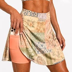 Femmes Patchwork Jupe-short de cyclisme Vélo Jupe Coupe Slim Des sports Écran solaire Résistant aux UV Coussin 3D Séchage Rapide Orange Vêtement Tenue Tenues d