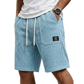 Homme Short gaufré Shorts Shorts d'été Shorts de plage Short décontracté Cordon de serrage Taille Élastique Couleur Unie Couleur Pleine Confort Court Occasionn