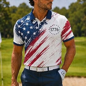 4th of July 2026 250th Men's Flag Sports Polo Shirts Short Sleeve Polo Shirts Collared Shirts Casual Athleisure Daily Wear Festival Outfit 3D Print Buttons Bre