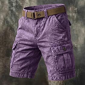 Homme Shorts cargo Shorts Shorts d'été Short décontracté Short délavé à l'acide Avec Poches Taille Élastique Lavé Confort Respirant Longueur Genou Occasionnel