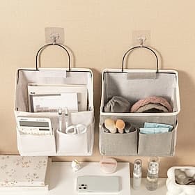 Lot de 1 ou 2 sacs de rangement suspendus en tissu, organisateur mural avec poches, pochette de rangement à suspendre à la porte, organisateur mural pour chamb