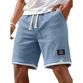 Homme Short gaufré Shorts Shorts d'été Shorts de plage Short décontracté Cordon de serrage Avec Poches Taille Élastique Uni Confort Respirant Longueur Genou Oc