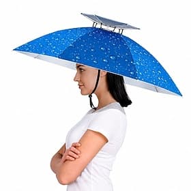 Parapluie double couche de 94 cm (37 pouces) pour adultes, pliable, compact, mains libres, protection UV et pluie, idéal pour la pêche, le jardinage, le golf e