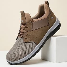 Baskets de marche marron en maille pour homme, chaussures décontractées à lacets, légères et confortables pour les voyages, les activités de plein air et le qu