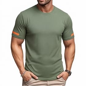 Homme T-shirt Manche Courte Col ras du cou Été Couleur Unie Sports Tremper Bande réfléchissante Extérieur Athleisure Gris foncé Noir Blanche T-shirt haut de ga