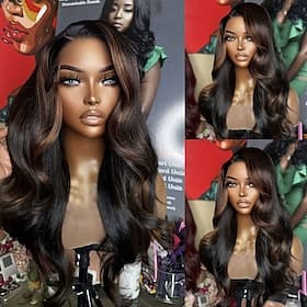 Perruque Cheveux Naturel humain 5x5 Fermeture dentelle frontale 13x4 Cheveux Brésiliens Ondulé Marron Marron Foncé Partie libre Femmes Densité 150% 180% we say
