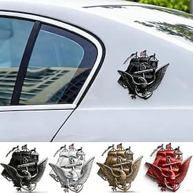 Lot de 2 emblèmes métalliques commémoratifs du 250e anniversaire de l'US Navy pour voiture, autocollant aigle à tête blanche 3D, décoration automobile militair