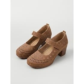 Escarpins Mary Jane vintage pour femmes, ajourés – chaussures à talon compensé respirant avec fermeture auto-agrippante ajustable, confort rembourré talon bloc