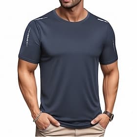 Homme T-shirt Manche Courte Col ras du cou Été Couleur Unie Sports Décontracté Quotidien Séchage Rapide Bande réfléchissante Occasionnel Athleisure Noir Blanch