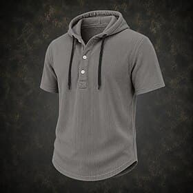 Hommes Chemise Chemise popover Chemise Décontractée Chemise en velours côtelé Blanche bleu marine Gris Bleu clair Manche Courte Couleur Unie Uni À capuche Occa