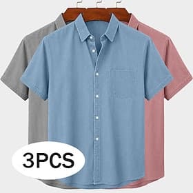 Chemise homme Softfade™ décontractée 100 % coton délavé à l'acide, teinte en pièce rose bleu vert, vert gris bleu, bleu rose gris, blanc vert kaki, gri