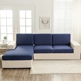 Stretch Warmth Sofa Seat Cushion Cover Jacquard Slipcover Elastic Couch Armchair Loveseat 4 or 3 Seater Plain Solid Soft Durable Washable