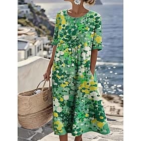 Femmes Robe Midi Robe d'Été Robe trapèze Robe d'été Robe ajustée et évasée Vacances Fête Occasionnel Quotidien Bureau Plage Coupe Ample Graphique Abstrait Demi