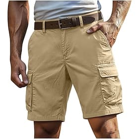 Homme Short cargo léger taille confortable Pantalon cargo Shorts Short décontracté Avec Poches Taille Élastique Uni Séchage Rapide Longueur Genou Occasionnel E