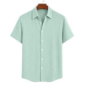 Hommes Chemise Chemise Décontractée Chemise Boutonnée Chemise jacquard Noir Blanche Vert Claire bleu marine Marron Manche Courte Uni Col de chemise Occasionnel