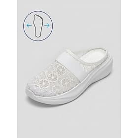 Baskets blanches confortables sans talon pour femmes, largeur large – mules de sport respirantes à lacets floraux, dotées d'une large zone pour les orteils et