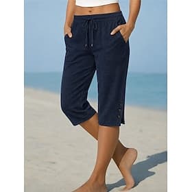 Femmes Jeans Denim Short Burmuda Short décontracté Mode Longueur Genou Taille haute Uni Classique Confort Respirant Non Elastique Vacances Bleu Kaki Bleu foncé