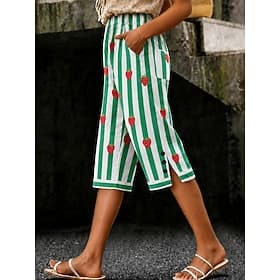Femmes Short en coton et lin Pantalon capri Leggings Pantacourt Vacances ancien style grand-mère côtier Capris Taille Moyenne Fleuri Graphique Abstrait Imprimé
