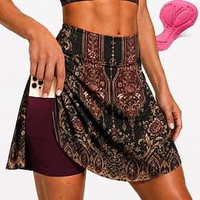 Femmes Paisley Jupe-short de cyclisme Vélo Jupe Coupe Slim Des sports Écran solaire Résistant aux UV Coussin 3D Séchage Rapide Rouge Bordeaux Vêtement Tenue Te