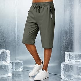 Homme taille confortable Short à séchage rapide Actif Shorts Short décontracté Avec Poches Taille Élastique Pur Uni Couleur Pleine Séchage Rapide Sport Longueu