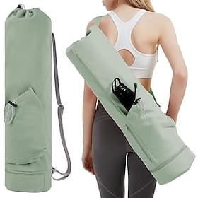Sac de transport pour tapis de yoga femme, bandoulière avec poche pour bouteille d'eau et poche inférieure étanche, sac de rangement multifonctionnel pour tapi