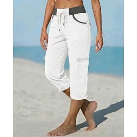 Femmes Pantalons Cargo ancien Sport Longueur mollet Taille Moyenne Confort Non Elastique Vacances Formel Bleu riz blanc Chameau Vert printanier Été Printemps C