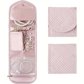 Organisateur de bijoux de voyage (1 pièce), pochette de rangement multifonctionnelle, étui à bijoux pliable, mini sac à bijoux portable et tendance, trousse de