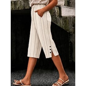 Femmes Short en coton et lin Pantalon capri Leggings Pantacourt Vacances ancien style grand-mère côtier Longueur Genou Taille Moyenne Fleuri Graphique Abstrait
