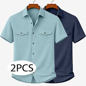 Hommes Chemise Chemise Décontractée Chemise en velours côtelé Chemise Boutonnée blanc jaune. Beige noir BlancBeige Vert armée noir Bleu Marine Jaune Manche