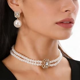 Parure de bijoux 3 Perle Chrome 1 Collier Boucles d'oreilles Collier Femmes Mode Parure de Bijoux Pour Soirée