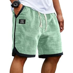 Homme Short gaufré Shorts Shorts d'été Shorts de plage Short décontracté Cordon de serrage Taille Élastique Bloc de Couleur Couleur Unie Texturé Confort Court