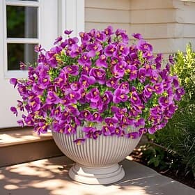 Fleurs artificielles de pensées d'extérieur, 12 bouquets, faux printemps Plantes d'été pour jardinière d'intérieur et d'extérieur (pot non inclus) - porte d'en