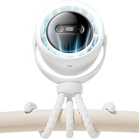 Ventilateur portable pour poussette, ventilateur trépied flexible pour bébé, ventilateur personnel rechargeable avec indicateur de charge LED, ventilateur de b
