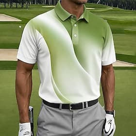 Homme Golf Ligne Polos de Sport Manche Courte Polos Chemises à Col Occasionnel Athleisure Impression 3D Boutons Maille Respirante Printemps Été Bleu Violet Ve