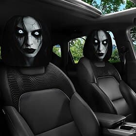 Lot de 2 ou 4 housses d'appuie-tête effrayantes pour voiture, housses d'appuie-tête à motif de fantôme pour sièges avant et arrière, protections anti-poussière