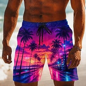 Homme Cocotier Plantes Tropicales Maillots de bain Maillots de bain shorts de bain Shorts de Surf Taille Moyenne Hawaïen Quotidien Vacances à la Plage Poches L