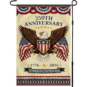 Lot de 2 décorations pour le 4 juillet - Drapeau de jardin commémoratif du 250e anniversaire Décoration patriotique américaine du 4 juillet, 1776-2026, access