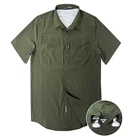Homme Chemise Chemise Décontractée Chemise de travail Chemise Boutonnée Bleu Noir Vert militaire Beige Manche Courte Uni Col de chemise Quotidien Extérieur Séc