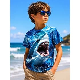 Garçons 3D Graphique T-shirt Manche Courte Impression 3D Été Printemps Sports Mode Streetwear Enfants 5-12 ans Col Rond Occasionnel Quotidien Extérieur Coupe r