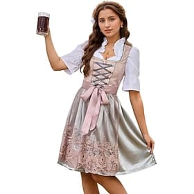 Oktoberfest Robe Dirndl Longueur midi Dentelle Décolleté balconnet Femme de ménage Allemand Alpin Patrimoine Prairies Femmes Carnaval Fête de la Bière Tissu de