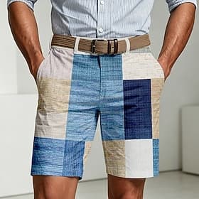 Homme Plaid Blocage de couleurs Bermuda Short décontracté Short de Golf Taille Moyenne Vêtement décontracté de travaile Travail Golf Vacances à la Plage Short